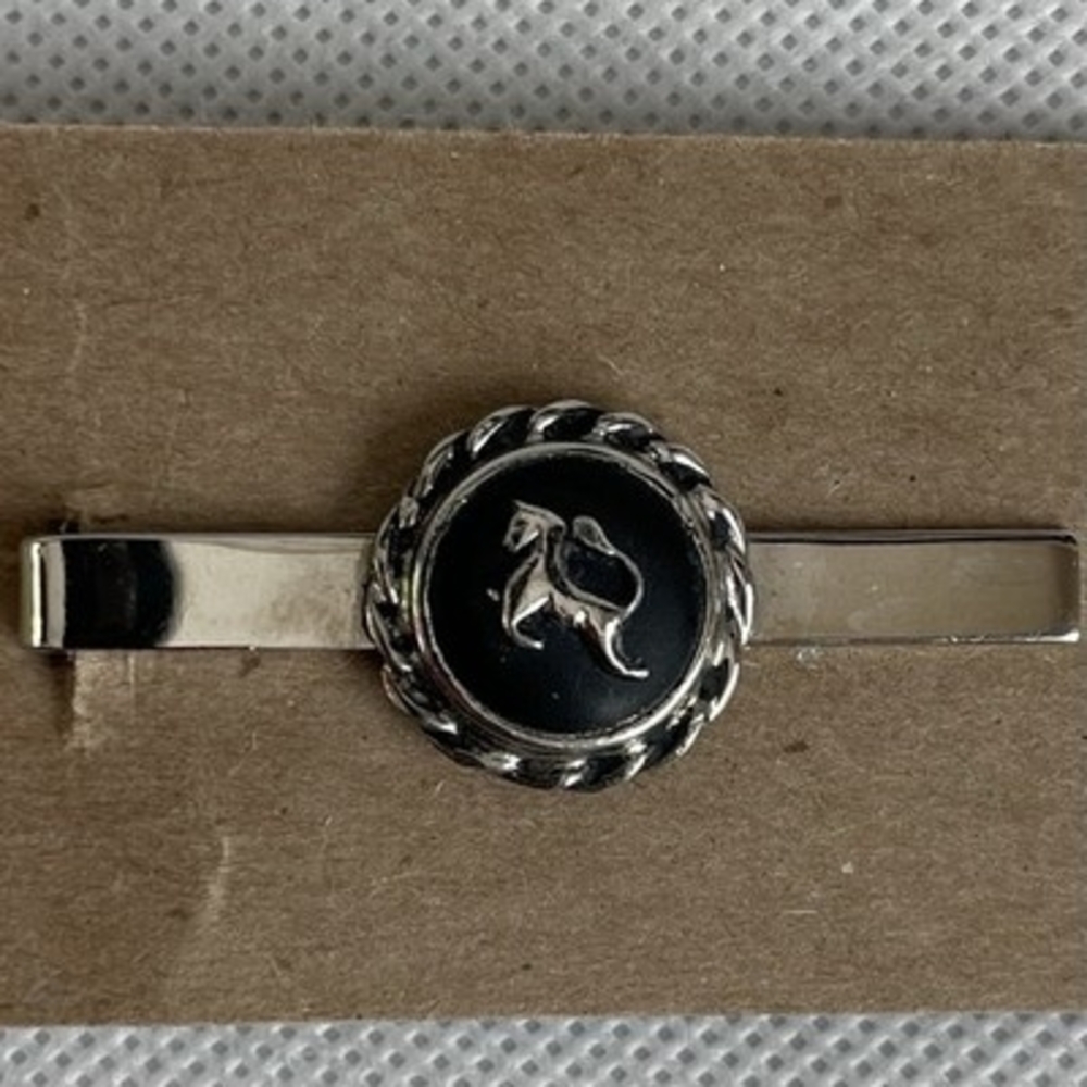 Vintage Silver Tone Black Horse Tie Clasp Bar Clip Men’s Accessory 2.5" - Picture 4 of 4
